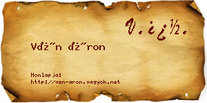 Vén Áron névjegykártya